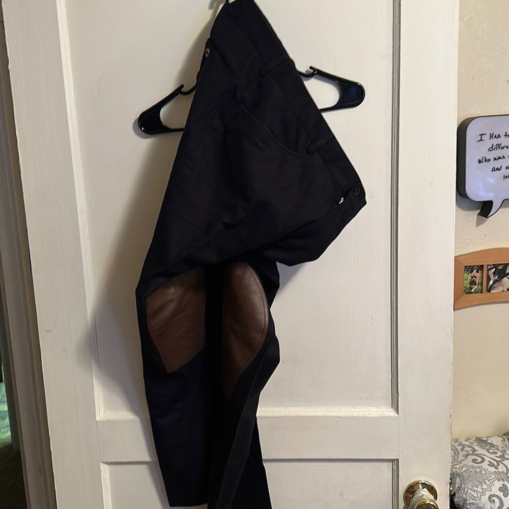 Men’s Polo Light Wool Slacks with leather inlay